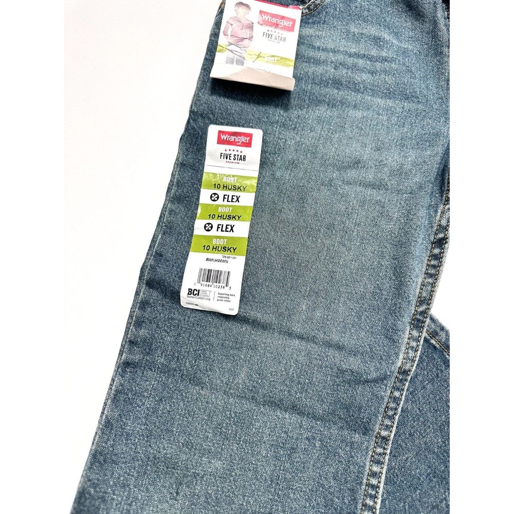 NWT Wrangler Five Star Boys Regular Adjust Waist Boot Cut Flex Comfort Jeans 10H - Picture 3 of 9